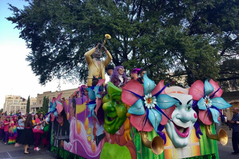 One of the floats at a Mardi Gras parade